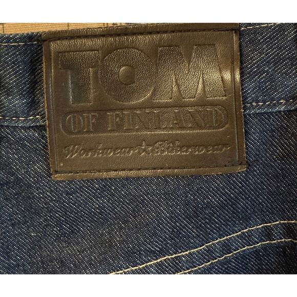 Tom of Finland Vintage Stussy Moto Denim Double Knee Dark Jeans Size 33/34 - Picture 3 of 13